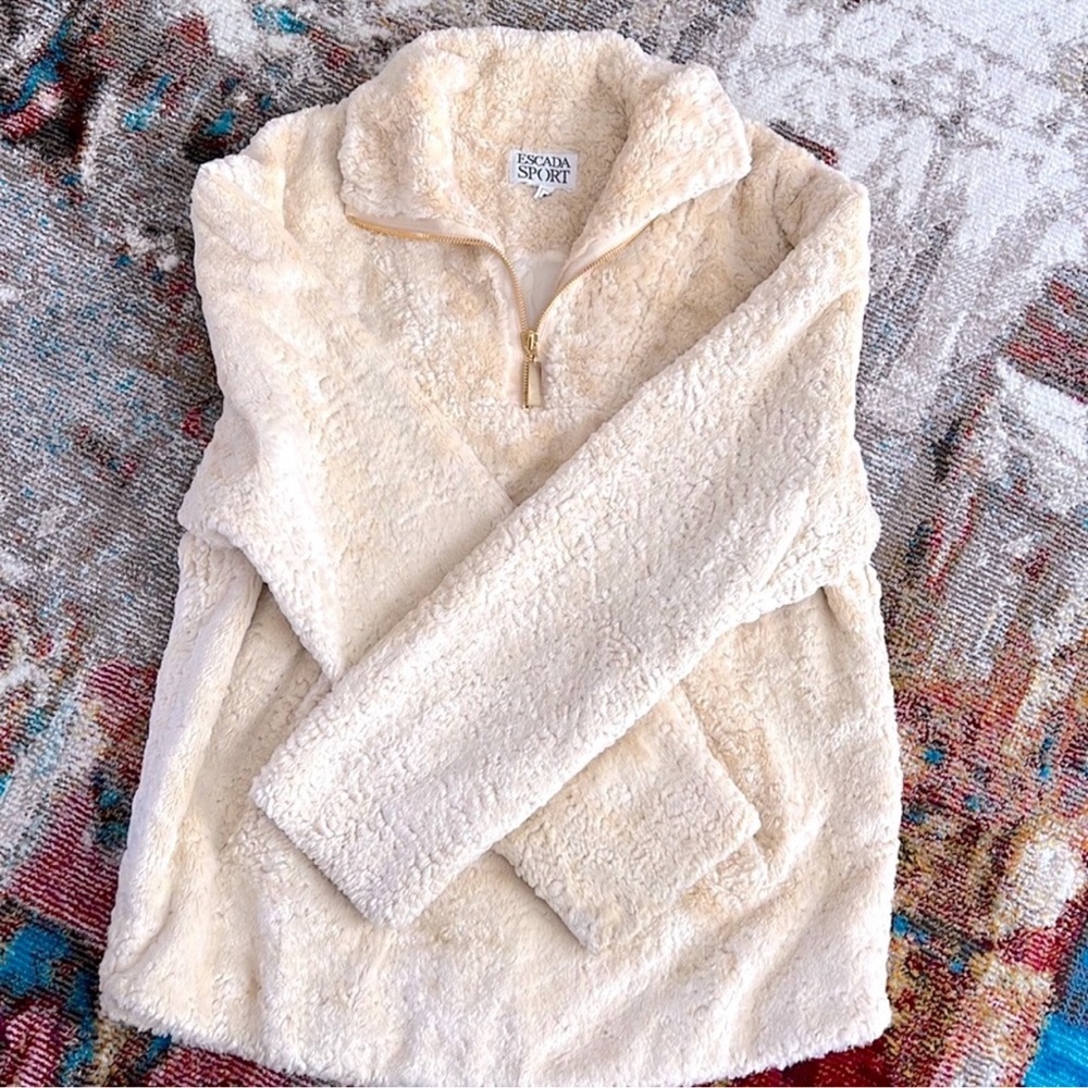Escada Sport Faux Fur Luxury Quarterzip Pullover